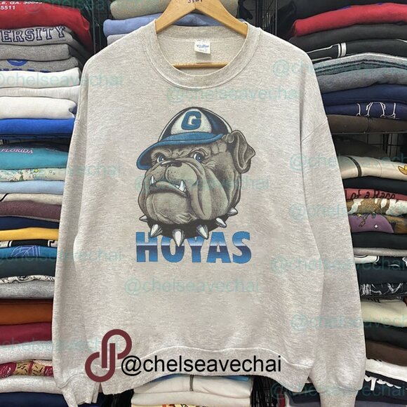 Vintage 90s Georgetown University, Georgetown Hoyas Basketball Crewneck Sweater - Picture 1 of 2